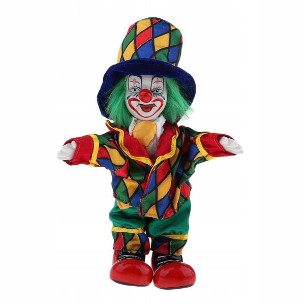 Bambola Harlekin clown in porcellana in piedi decorazione domestica 18 cm