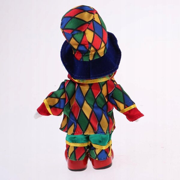 Bambola Harlekin clown in porcellana in piedi decorazione domestica 18 cm
