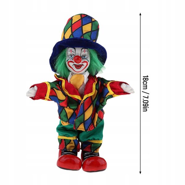 Bambola Harlekin clown in porcellana in piedi decorazione domestica 18 cm