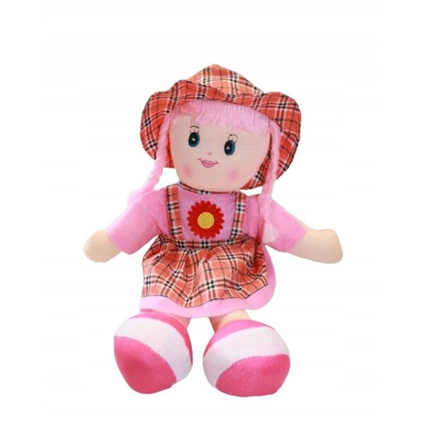 Bambola di Stoffa Morbida Vestita a Quadretti 40 cm, 4 Colori Disponibili