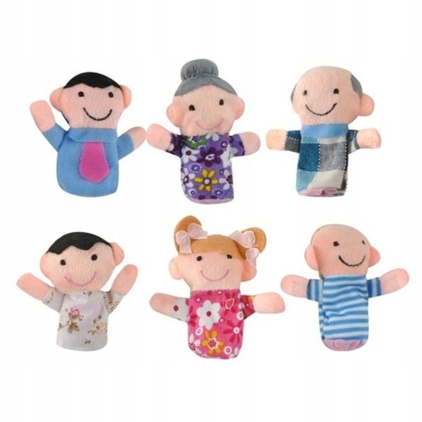 Marionette per famiglie in peluche Set da 6 burattini da dito 8 cm