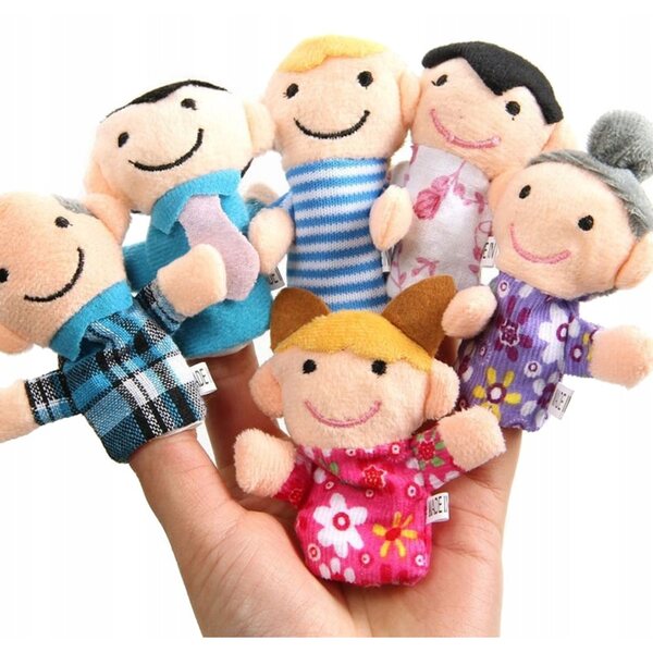 Marionette per famiglie in peluche Set da 6 burattini da dito 8 cm
