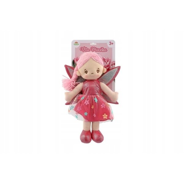 Bambola fata Peonia in tessuto 40 cm - Bambola fata leggera e lavabile per bambini