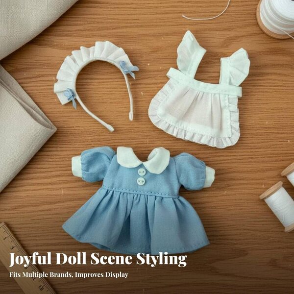 3-teiliges Set OB11-Puppenmädchen-Outfit mit blauer Spitze – MotiveTech