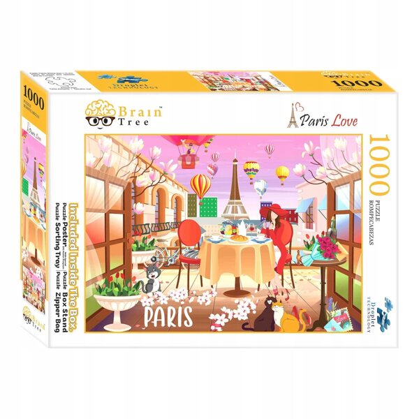 Brain Tree Puzzle Love in Paris 1000 Teile mit Poster und Organizer