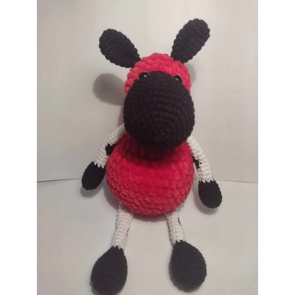 Oveja Amigurumi Natalizia Uncinetto Peluche Morbido Rosso e Bianco