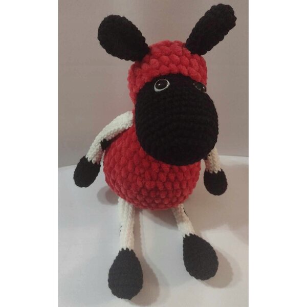 Oveja Amigurumi Natalizia Uncinetto Peluche Morbido Rosso e Bianco