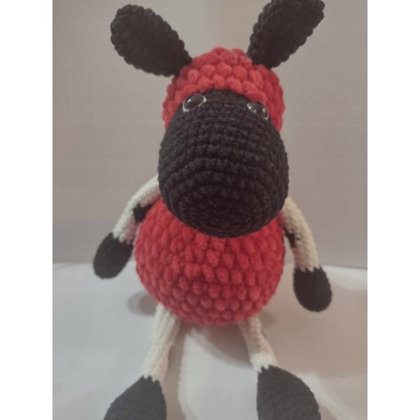 Oveja Amigurumi Natalizia Uncinetto Peluche Morbido Rosso e Bianco