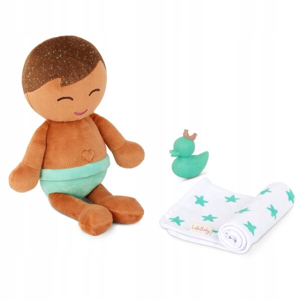 LullaBaby Baby-Badepuppe, 35 cm, braune Haare, kindersicher