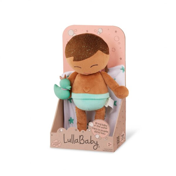 LullaBaby Baby-Badepuppe, 35 cm, braune Haare, kindersicher
