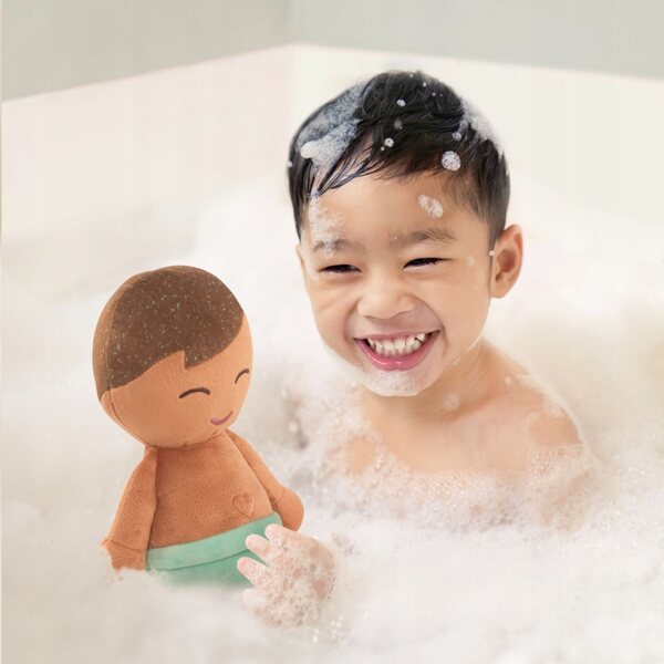 LullaBaby Baby-Badepuppe, 35 cm, braune Haare, kindersicher