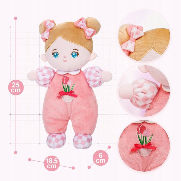 Lalola Morbida per Neonati 25 cm in Tessuto Rosa – Giocattolo Morbido per Bambini