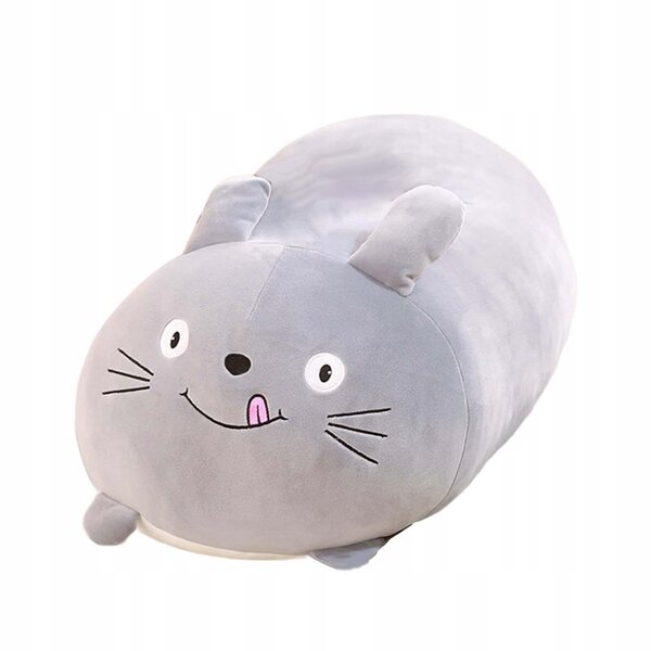 Morbidissima cuscino peluche a forma di gatto grigio per camera e relax