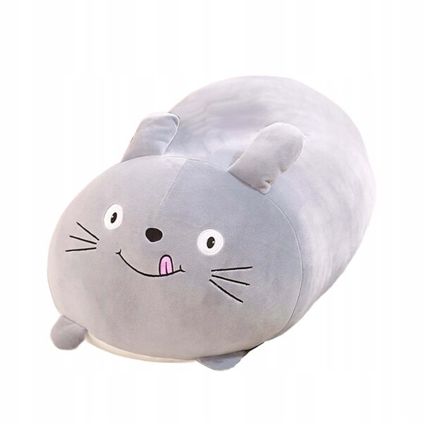 Morbidissima cuscino peluche a forma di gatto grigio per camera e relax