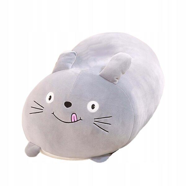 Morbidissima cuscino peluche a forma di gatto grigio per camera e relax