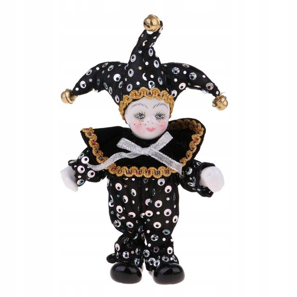 Bambola Triangel Italiana 17 cm in Porcellana con Abito Nero Elegante