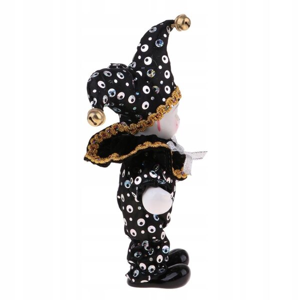 Bambola Triangel Italiana 17 cm in Porcellana con Abito Nero Elegante