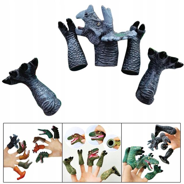 Pacynki Dinozauri Triceratops Grigio 5 Pezzi Giocattoli Educativi