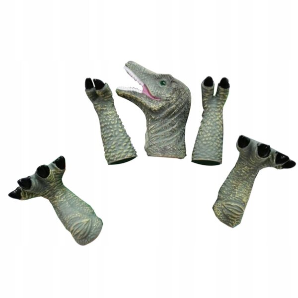 Set mit 5 Pacynki in Dinosaurierform für Kinder und Erwachsene aus widerstandsfähigem PVC