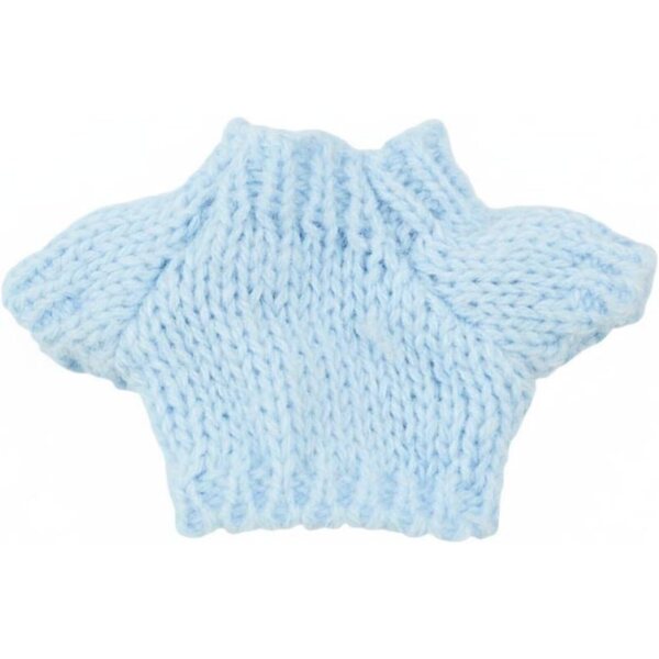 Gestrickter Minipullover für Baumwollpuppe 8-15 cm – hellblaues Predolo