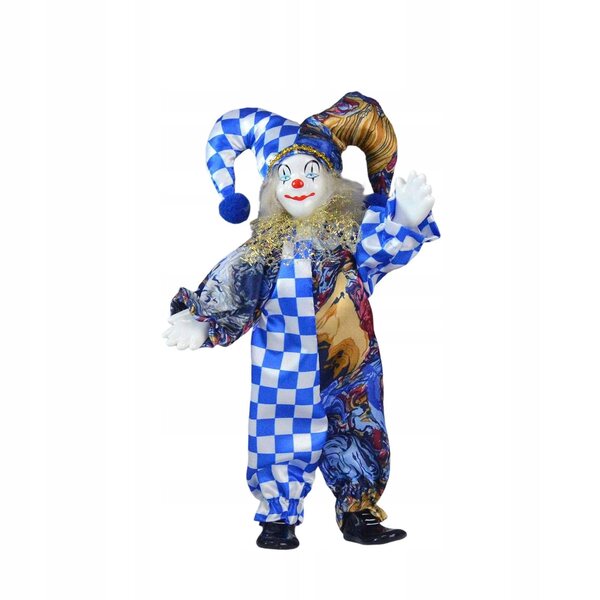 Porzellan-Clown-Puppe, 24 cm, elastische Dekoration für Schreibtisch und Spiele