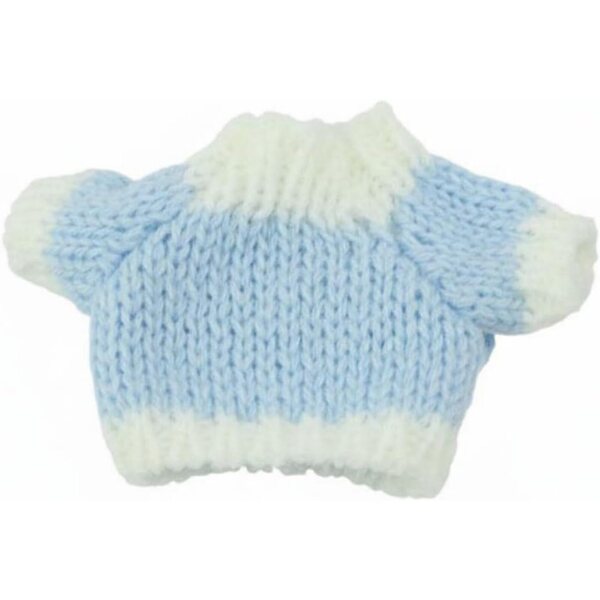 Mini maglione in lana per bambola 8-15 cm – vestito adorabile Predolo, blu chiaro e bianco