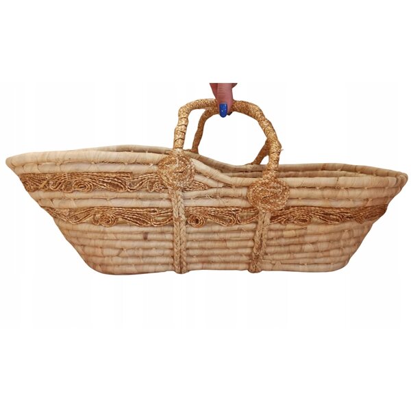Kosz Naturgeflecht für Puppen – handgefertigter Spielzeughalter 40x25x15 cm
