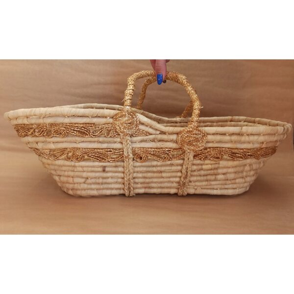 Kosz Naturgeflecht für Puppen – handgefertigter Spielzeughalter 40x25x15 cm