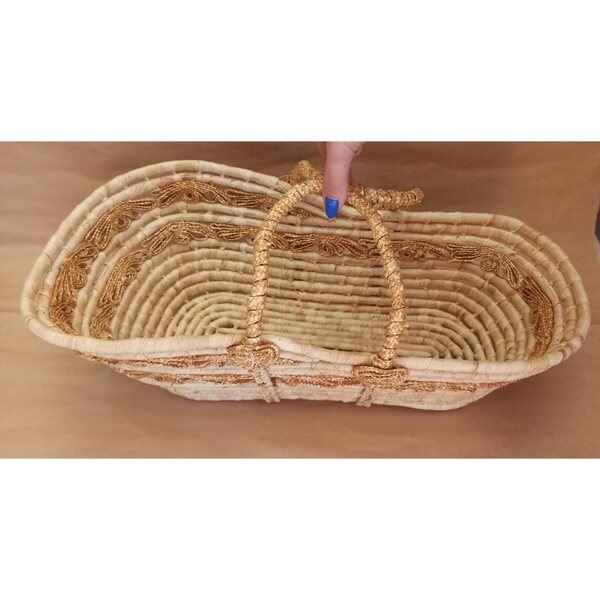 Kosz Naturgeflecht für Puppen – handgefertigter Spielzeughalter 40x25x15 cm
