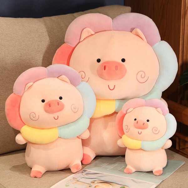Tenero Peluche Maiale Arcobaleno 35 cm Morbido e Confortevole per Dormire e Decorare