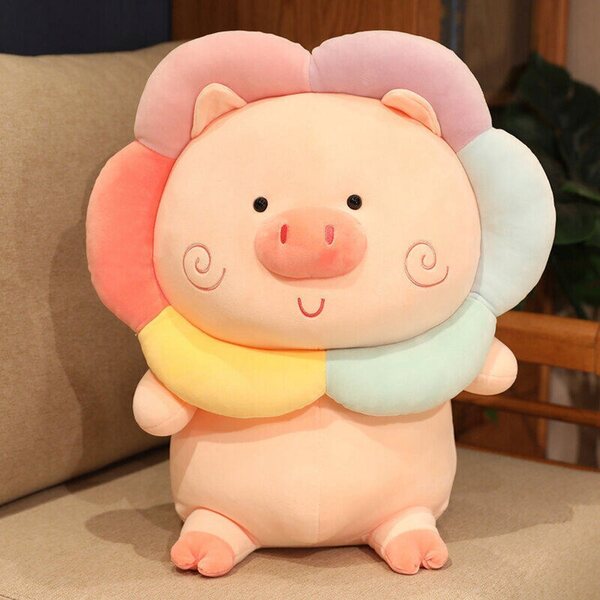 Tenero Peluche Maiale Arcobaleno 35 cm Morbido e Confortevole per Dormire e Decorare