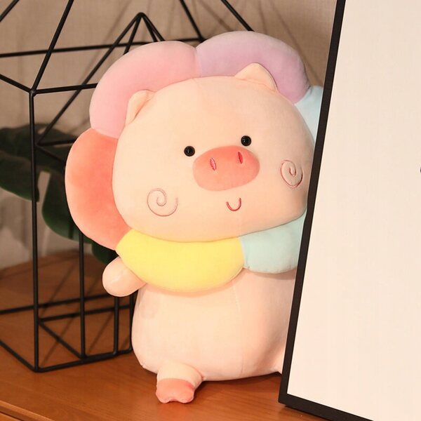Tenero Peluche Maiale Arcobaleno 35 cm Morbido e Confortevole per Dormire e Decorare