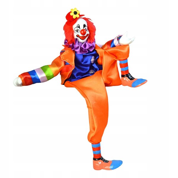 Handgefertigte handbemalte Clownpuppe mit beweglichen Gelenken, 38 cm