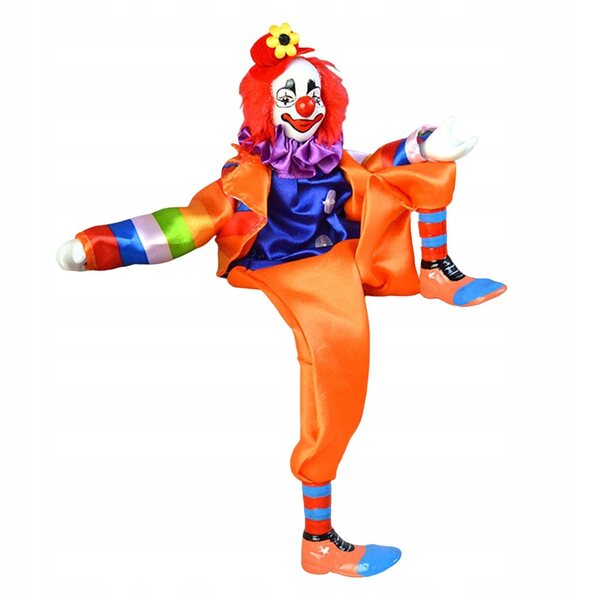 Handgefertigte handbemalte Clownpuppe mit beweglichen Gelenken, 38 cm
