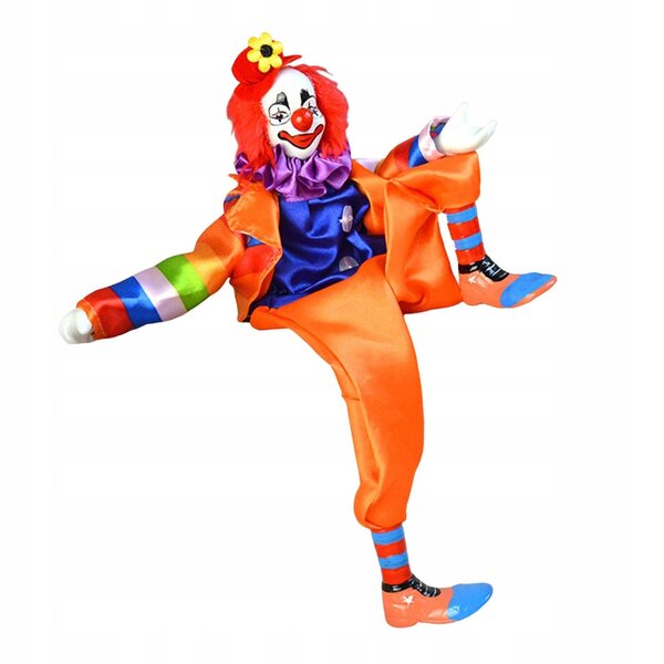 Handgefertigte handbemalte Clownpuppe mit beweglichen Gelenken, 38 cm