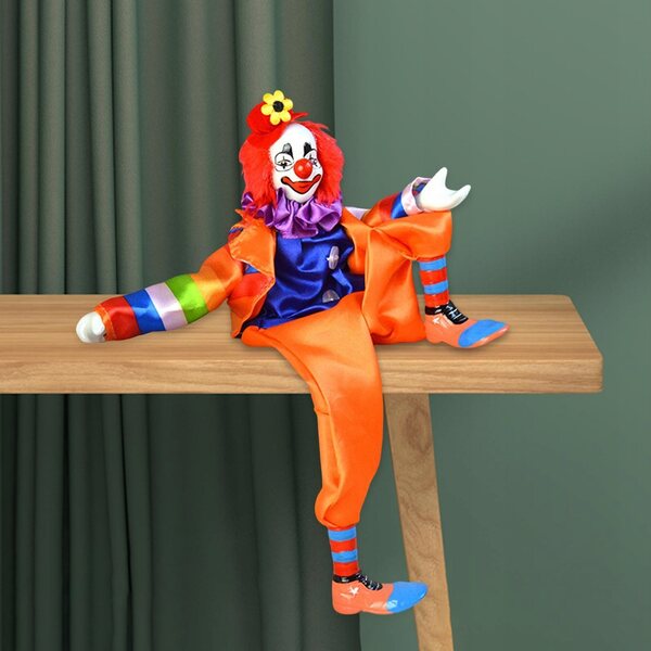 Handgefertigte handbemalte Clownpuppe mit beweglichen Gelenken, 38 cm