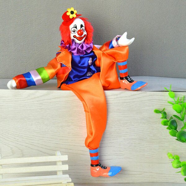 Handgefertigte handbemalte Clownpuppe mit beweglichen Gelenken, 38 cm