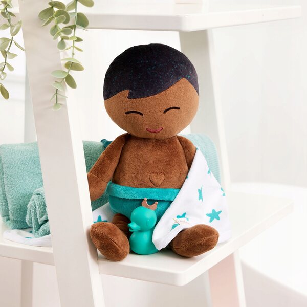 LullaBaby Brunetto Baby-Badepuppe 35 cm, weich und sicher