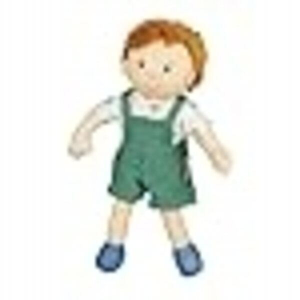 HELESS Fred Kinderpuppe 22 cm mit grünem Overall und weichem T-Shirt