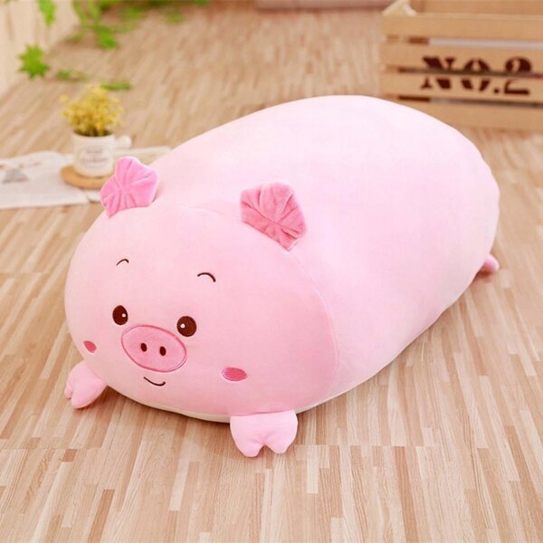 Plush rosa a forma di maialino 30 cm | Morbida peluche decorativa e cuscino da coccolare