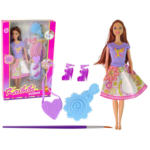 Kleines Mädchen mit langen Haaren und Kleid ausmalen - Kreativspiel für Mädchen