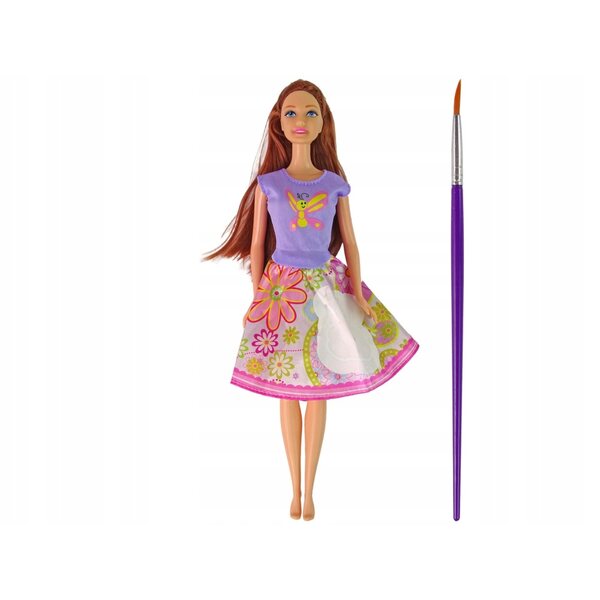 Kleines Mädchen mit langen Haaren und Kleid ausmalen - Kreativspiel für Mädchen