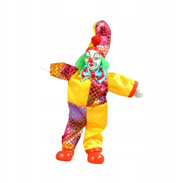 Clownpuppe 23 cm mit flexiblen Gelenken und dramatischem Kostüm für die Heimdekoration