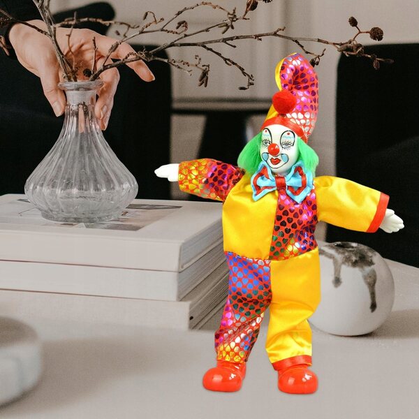 Clownpuppe 23 cm mit flexiblen Gelenken und dramatischem Kostüm für die Heimdekoration