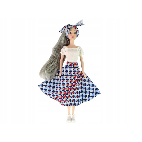 Emily-Puppe mit Kätzchen und Schaukel mit blauem und dunkelblauem Schal für Kinder