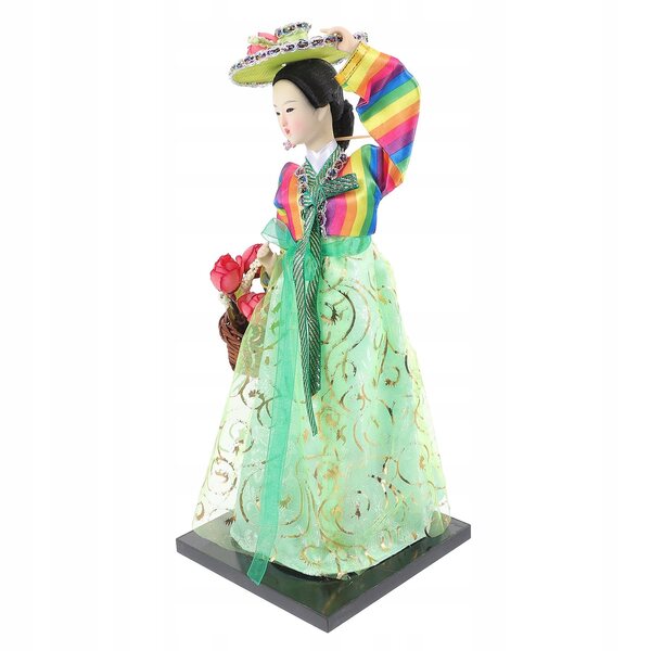 Bambola decorativa tradizionale coreana in seta e plastica, colore verde chiaro