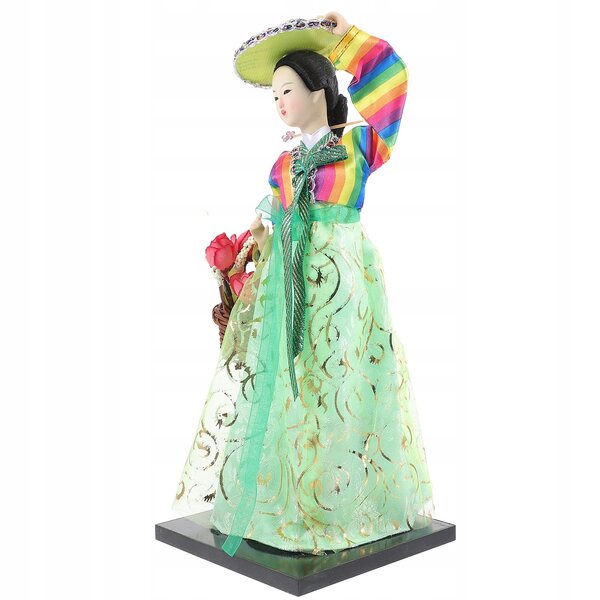 Bambola decorativa tradizionale coreana in seta e plastica, colore verde chiaro