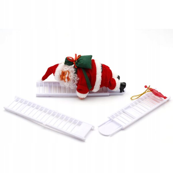 Figura di Babbo Natale Elettrica che Scala la Scala Decorazione Natalizia 20 cm