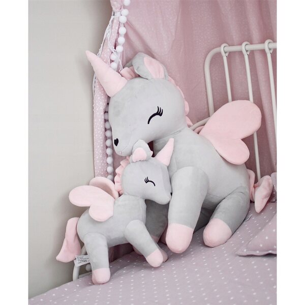 Peluche Unicorno XL Gigante Melootka Grigio e Rosa con Personalizzazione Nome