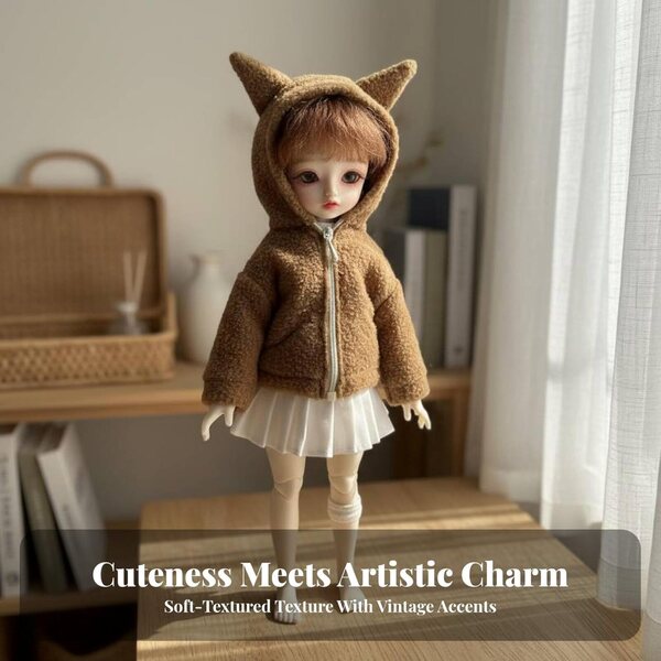 Cardigan in Pile Marrone per Bambole 1/6 - Morbido, Facile da Indossare e alla Moda